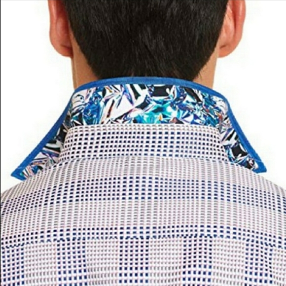 New! Robert Graham Men's Linear Brick Button Shirt Size Small Contrast Cuffs. - Picture 2 of 10